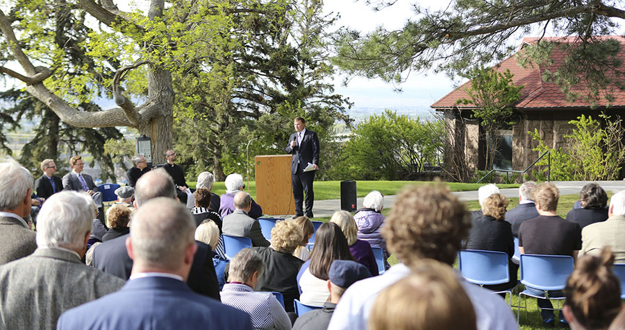 People Gather at the Chapel Groundbreaking, 2016