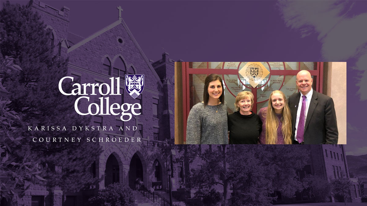 Image of Courtney Schroeder, Professor of Health Sciences Kelly Parsley, Karissa Dykstra, President John Cech