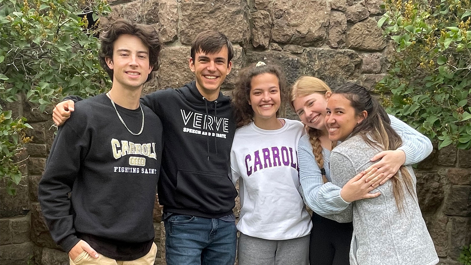 Pictured left to right: First-years Paxton Sheppard, Charlie Said, Catherine Dudley, Amelia Carstens, Sara Bocquin