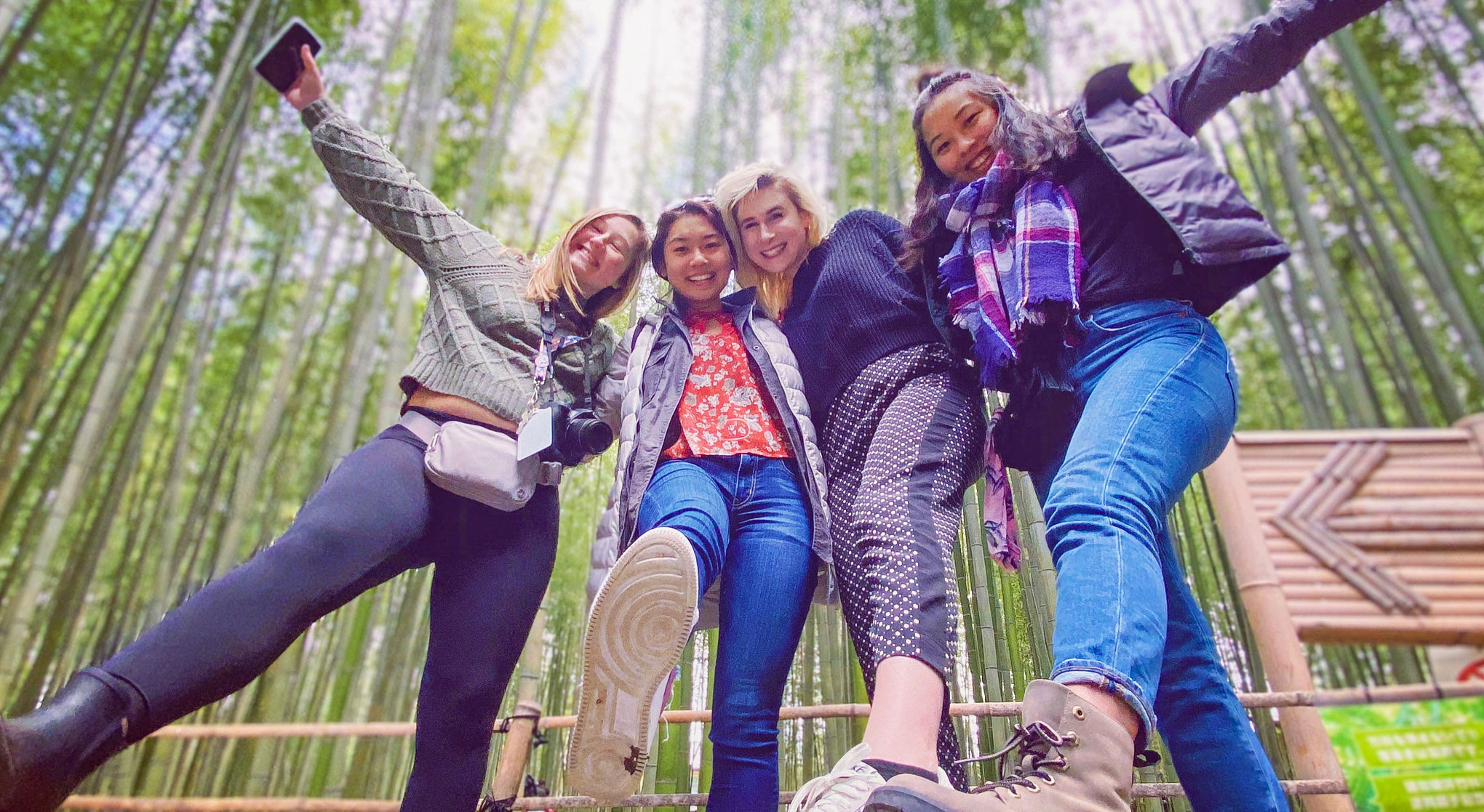 Four Female Students in Forest