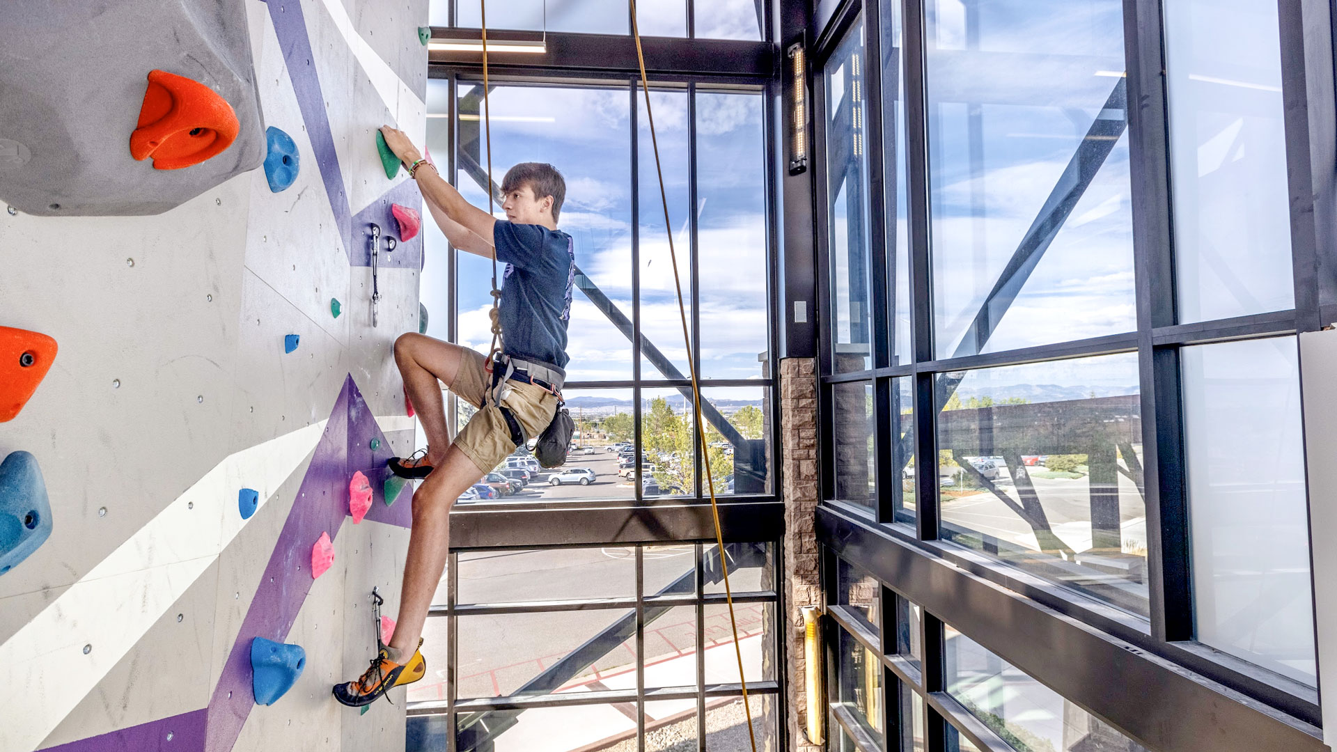 Student on Climbing Tower