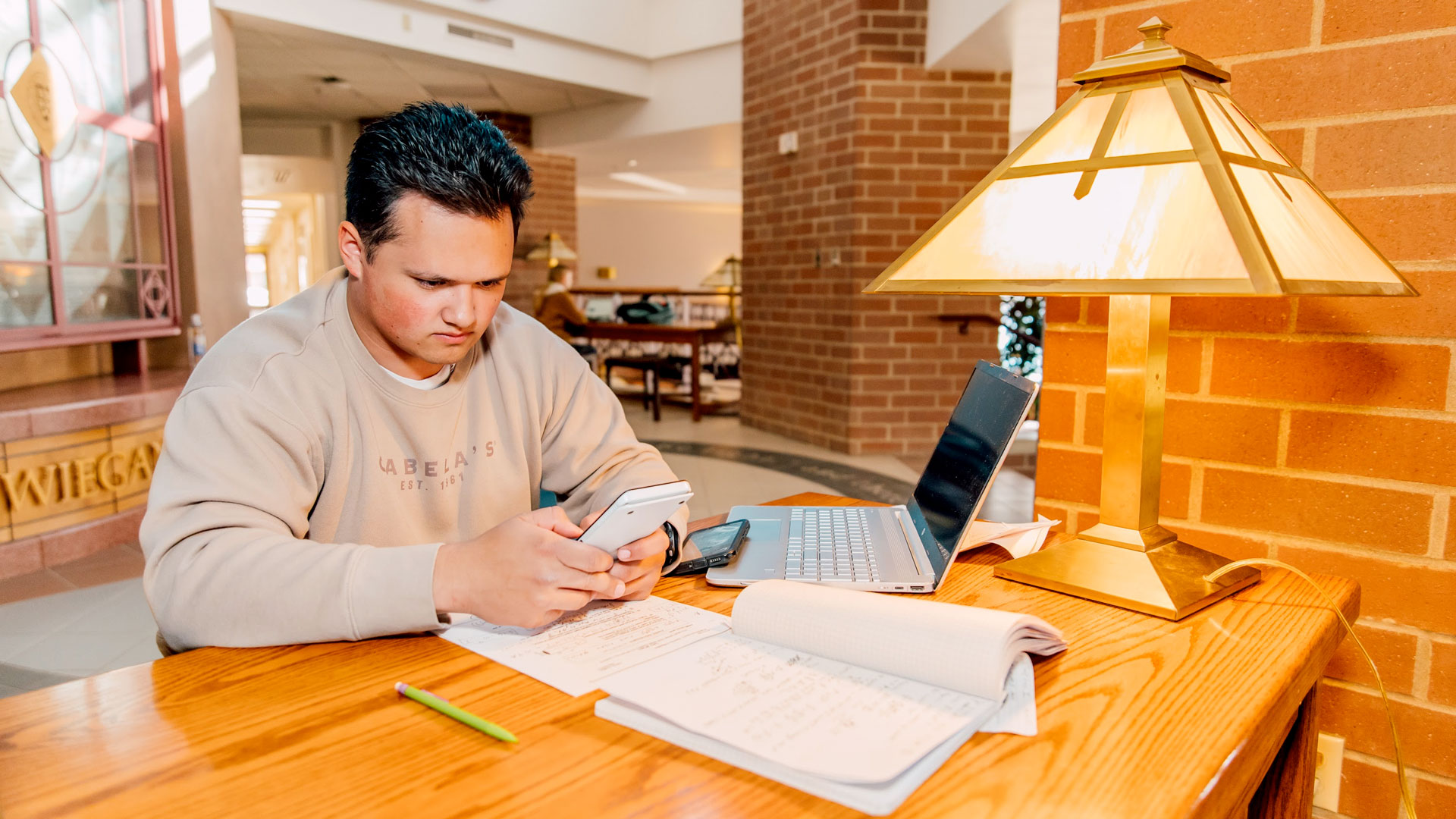 Student studying at the Scola