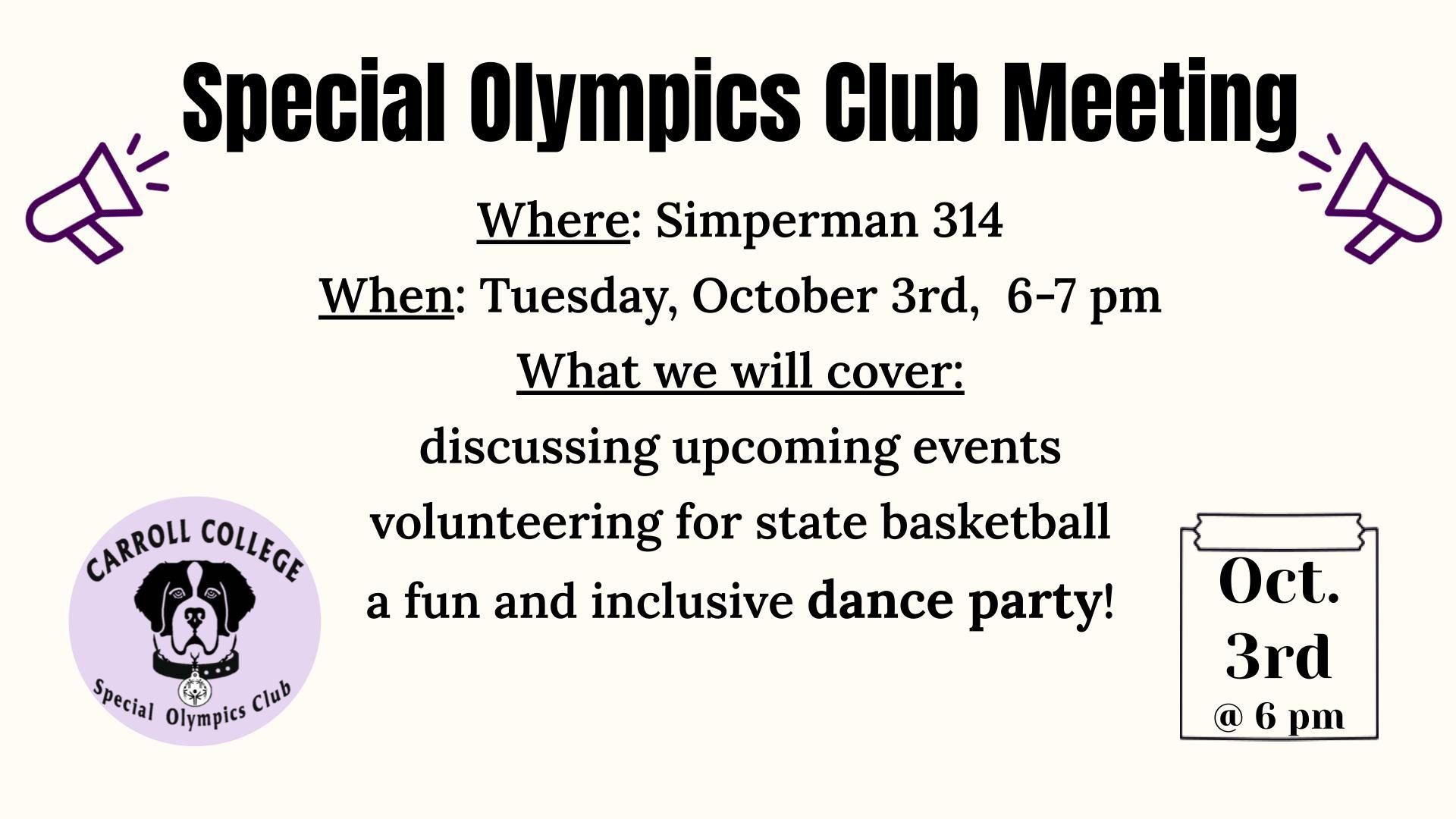 Special Olympics Club Meeting