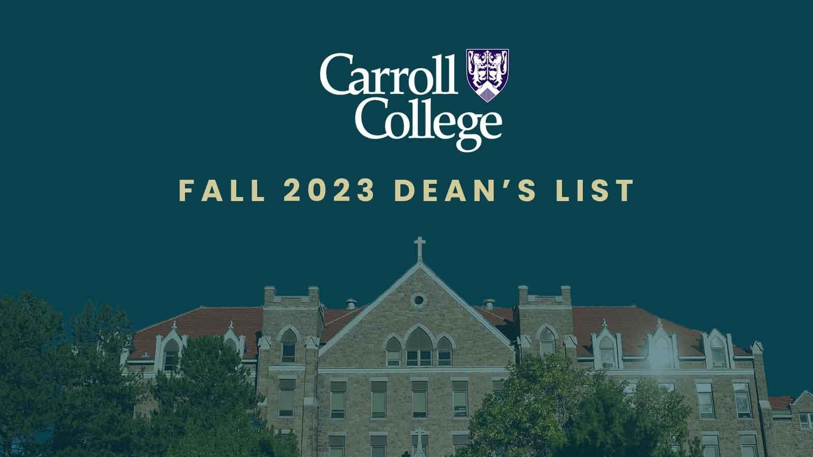Dean's List Fall 2023 Carroll College